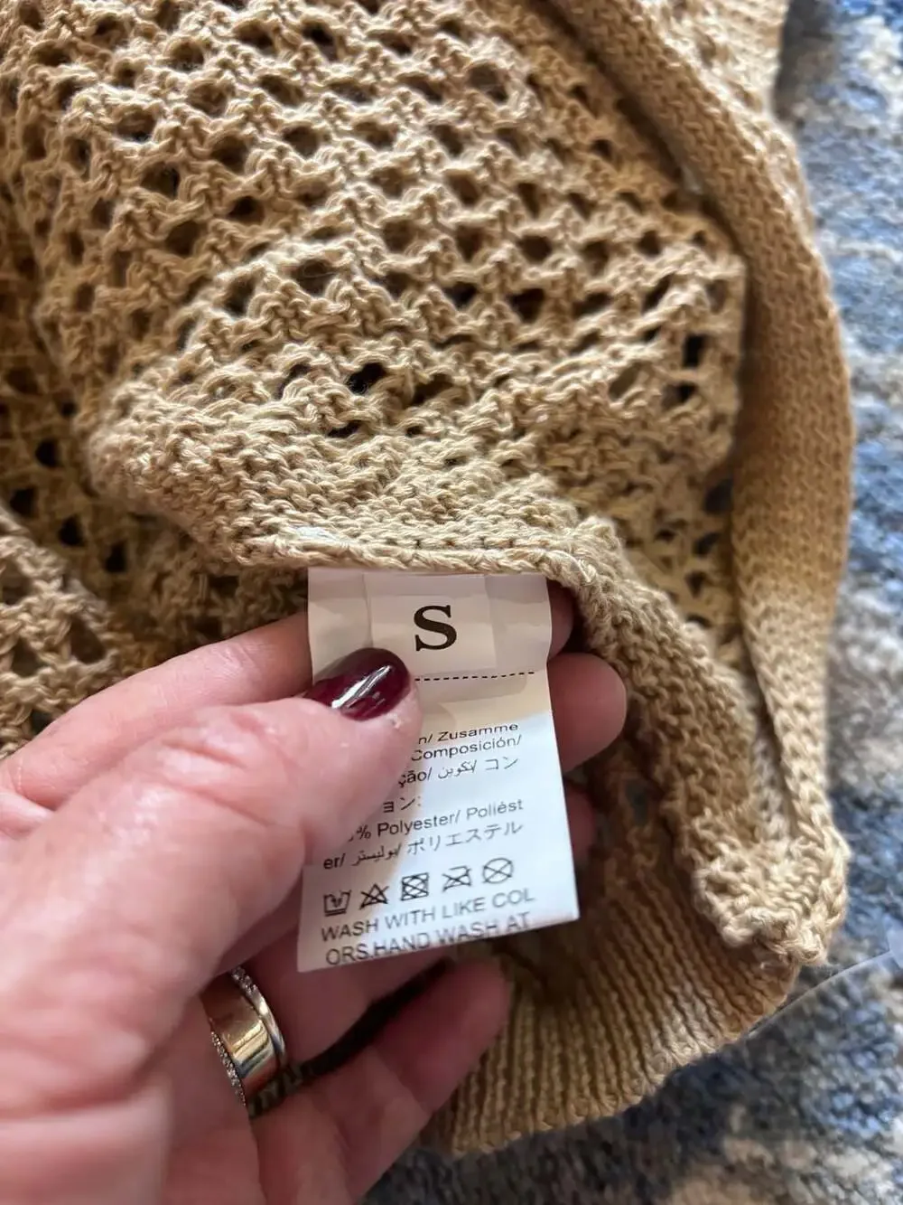 Mesh Hollow Out crocheted shawl sweater Size S cropped